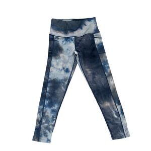 SRX ACTIVE Women Tie Dye Leggings Pockets Yoga Pants Blue Size M